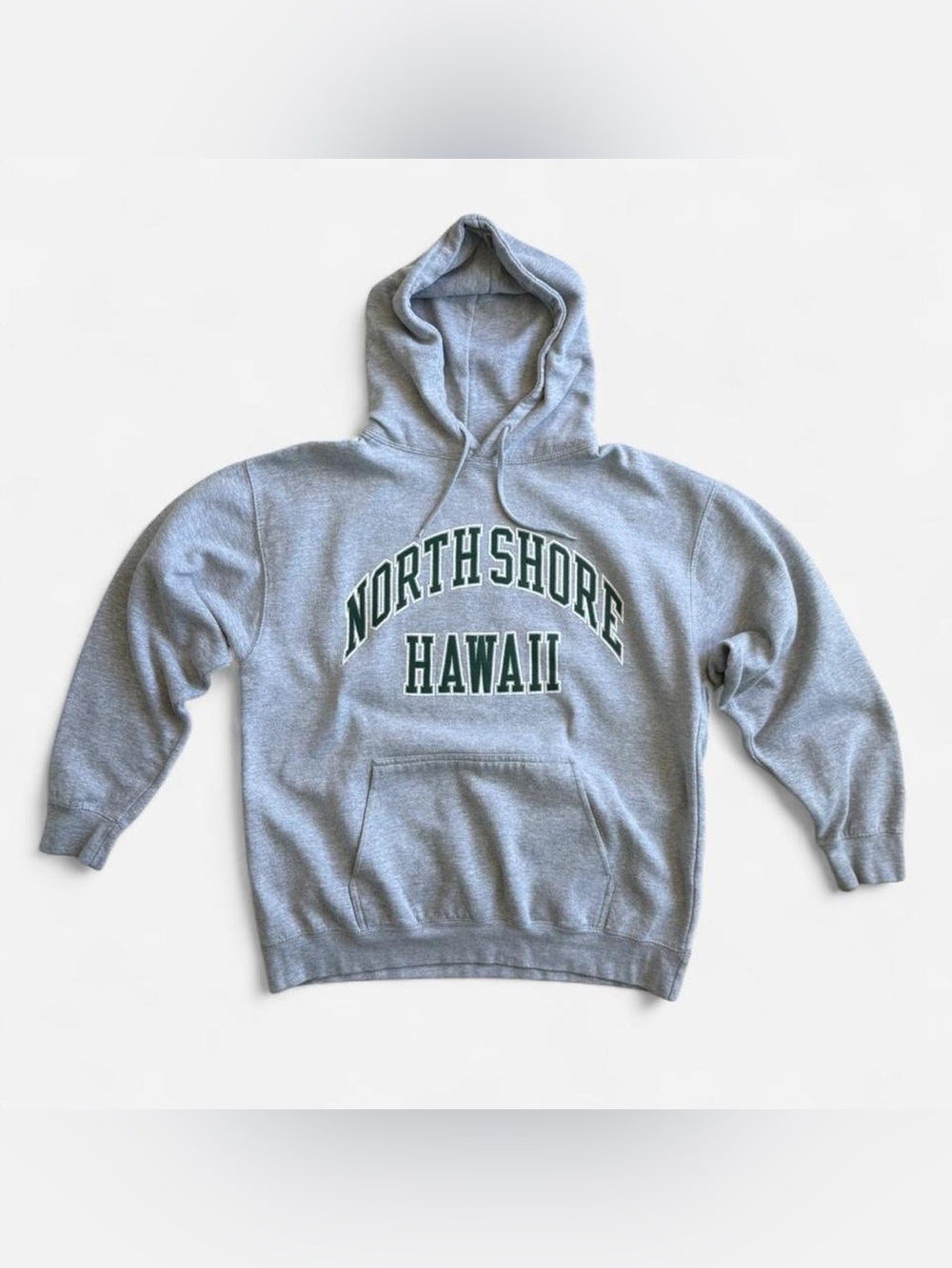Brandy Melville Gray Hoodie with Green 'Northshore Hawaii' Print